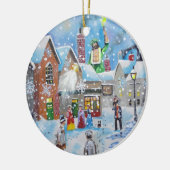 een kerstscroller en de drie geesten keramisch ornament (Links)