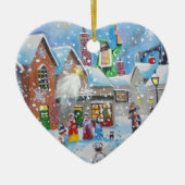 een kerstscroller en de drie geesten keramisch ornament (Voorkant)