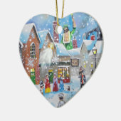 een kerstscroller en de drie geesten keramisch ornament (Links)