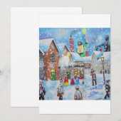 een kerstscroller en drie spoken feestdagenkaart (Voorkant / Achterkant)