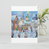 een kerstscroller en drie spoken feestdagenkaart (Staand voorkant)