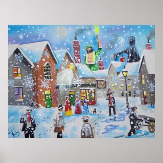 een kerstscroller en drie spoken poster (Voorkant)