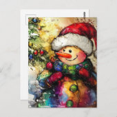 Een kerstsneeuwpop briefkaart (Voorkant / Achterkant)