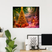 Een kersttafereel in de straat van de buurt poster (Thuiskantoor)