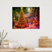 Een kersttafereel in de straat van de buurt poster (Keuken)