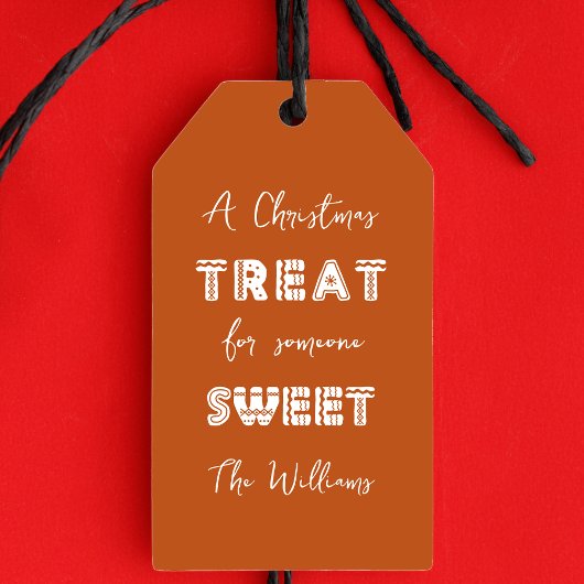Een kersttraktatie voor iemand die zoet bruin is cadeaulabel