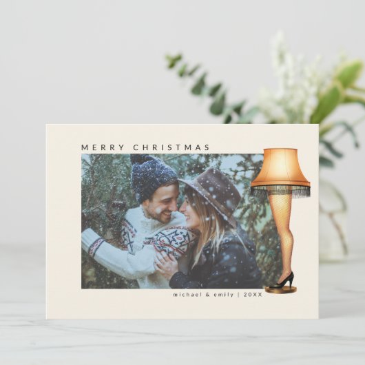 Een kerstverhaal beenlamp | Foto Feestdagenkaart (Staand voorkant)