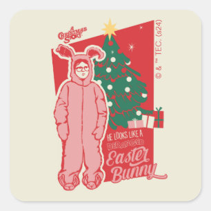 Een kerstverhaal gestoorde paashaas vierkante sticker