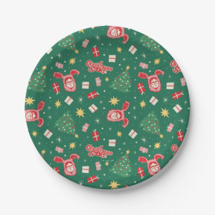 Een kerstverhaal Kerstpictogrampatroon Papieren Bordje
