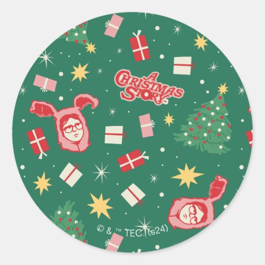 Een kerstverhaal | Kerstpictogrampatroon Ronde Sticker (Voorkant)