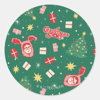 Een kerstverhaal | Kerstpictogrampatroon Ronde Sticker