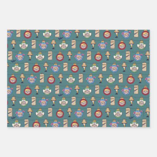 Een kerstverhaal | Patroon Ralphie en Ornaments Inpakpapier Vel (Voorkant 3)