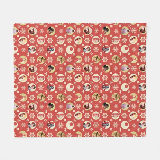 Een kerstverhaal-retro Snowflake-patroon Fleece Deken (Voorkant (Horizontaal))