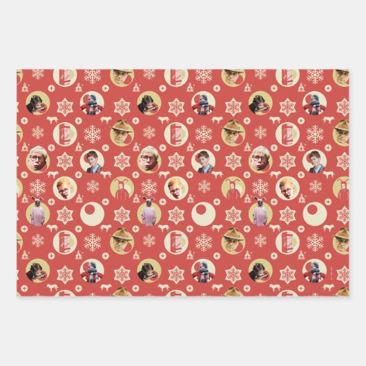 Een kerstverhaal-retro Snowflake-patroon Inpakpapier Vel (Voorkant)