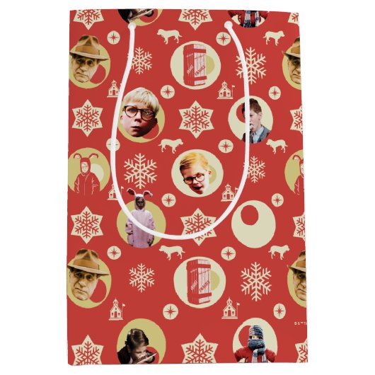 Een kerstverhaal-retro Snowflake-patroon Medium Cadeauzakje (Voorkant)