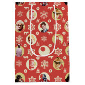 Een kerstverhaal-retro Snowflake-patroon Medium Cadeauzakje (Achterkant)