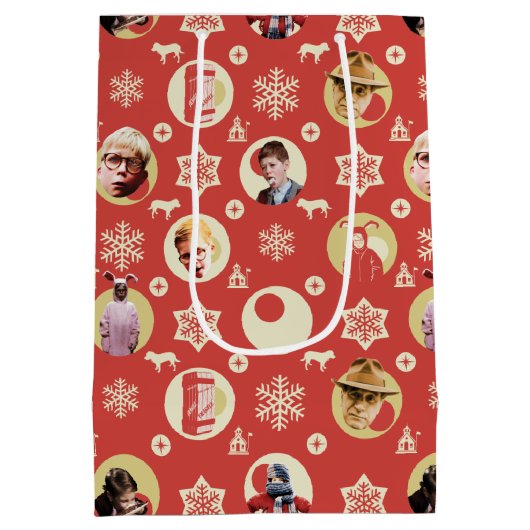 Een kerstverhaal-retro Snowflake-patroon Medium Cadeauzakje (Achterkant)