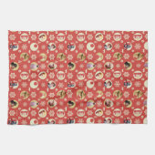Een kerstverhaal-retro Snowflake-patroon Theedoek (Horizontaal)