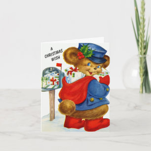 Een kerstwens Santa Holiday Postman Beer Feestdagen Kaart