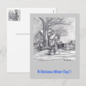 Een kerstwinterdag feestdagenkaart (Voorkant / Achterkant)