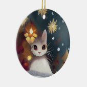 Een kerstwinterkat keramisch sieraad ornament (Rechts)