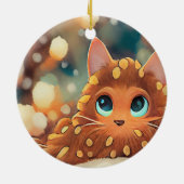 Een kerstwinterkat keramisch sieraad ornament (Achterkant)