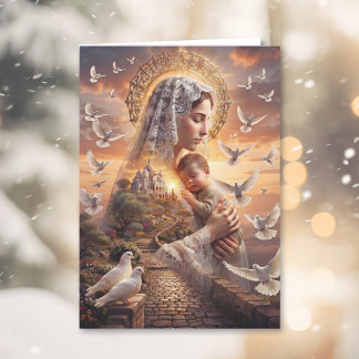 Een kerstzegen: de moeder en het kind feestdagen kaart
