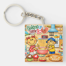 Een Ketting met 'Bakken met Liefde' Sleutelhanger