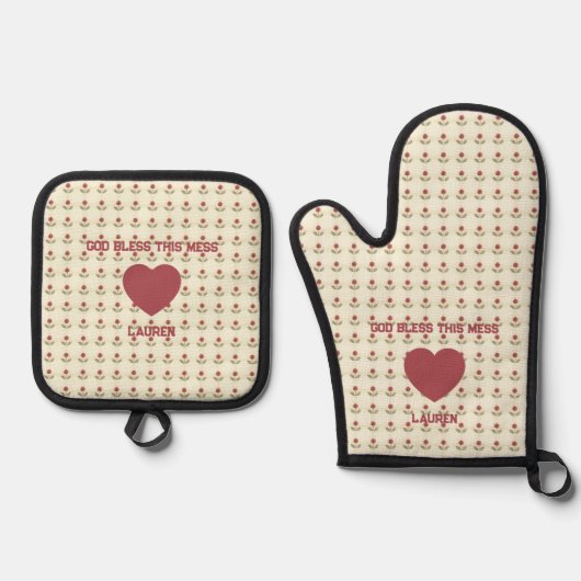 Een Keuken Gebed Ovenwant & Pannenlap Set (Voorkant)