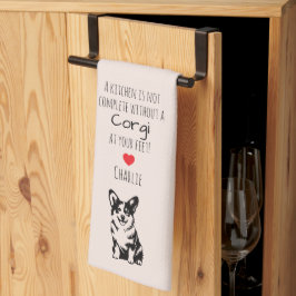 'Een keuken is niet compleet' Aanpasbare Corgi  Theedoek