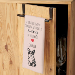 'Een keuken is niet compleet' Aanpasbare Corgi  Theedoek