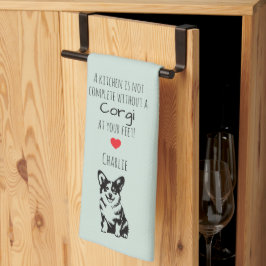 'Een keuken is niet compleet' Aanpasbare Corgi  Theedoek