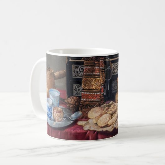 Een keuken Tableau: kom, kop & brood Stilleven (Voorkant links)