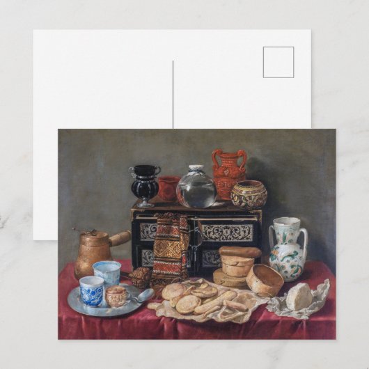 Een keuken Tableau: kom, kop & brood Stilleven Briefkaart (Voorkant / Achterkant)