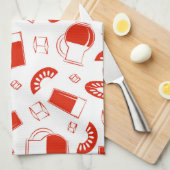 Een keukenhanddoek met een lichte, vrolijke print. (Quarter Fold)