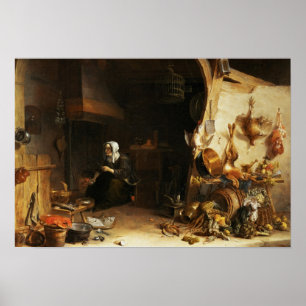 Een keukeninterieur met een Servant Girl Poster