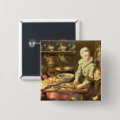 Een keukeninterieur vierkante button 5,1 cm (Voorkant /achterkant)
