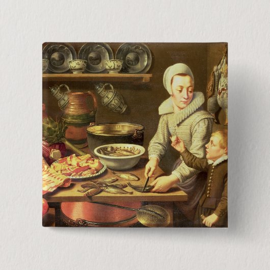 Een keukeninterieur vierkante button 5,1 cm (Voorkant)
