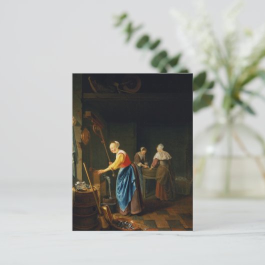 Een keukenscène briefkaart (Staand voorkant)