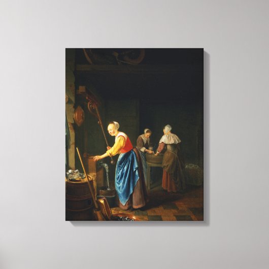 Een keukenscène canvas afdruk (Voorkant)