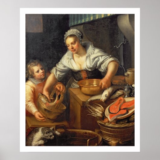 Een keukenscène poster (Voorkant)