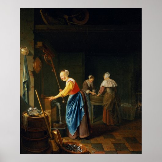 Een keukenscène poster (Voorkant)