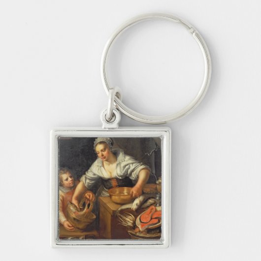 Een keukenscène sleutelhanger (Voorkant)