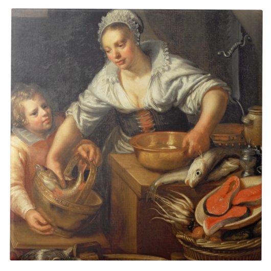 Een keukenscène tegeltje (Voorkant)