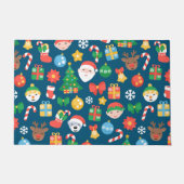 Een keurig kerstpatroon op blauw deurmat (Voorkant)