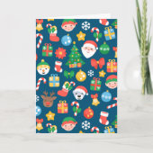 Een keurig kerstpatroon op blauw feestdagen kaart (Voorkant)