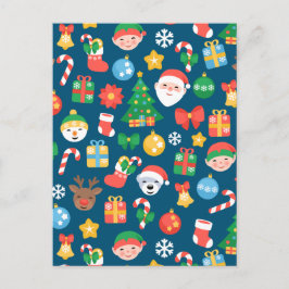 Een keurig kerstpatroon op blauw feestdagenkaart