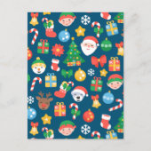 Een keurig kerstpatroon op blauw feestdagenkaart (Voorkant)