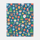 Een keurig kerstpatroon op blauw fleece deken (Voorkant)