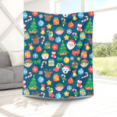 Een keurig kerstpatroon op blauw fleece deken